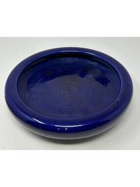 Vintage Japanese Pottery Bonsai Pot Brush Washer Deep Cobalt Blue Glaze w Feet